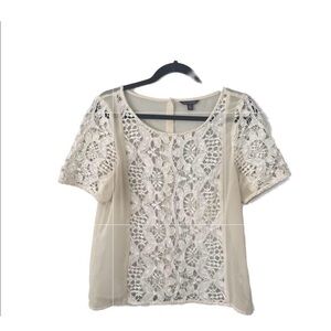 American Eagle Outfitters Cream Lace Blouse